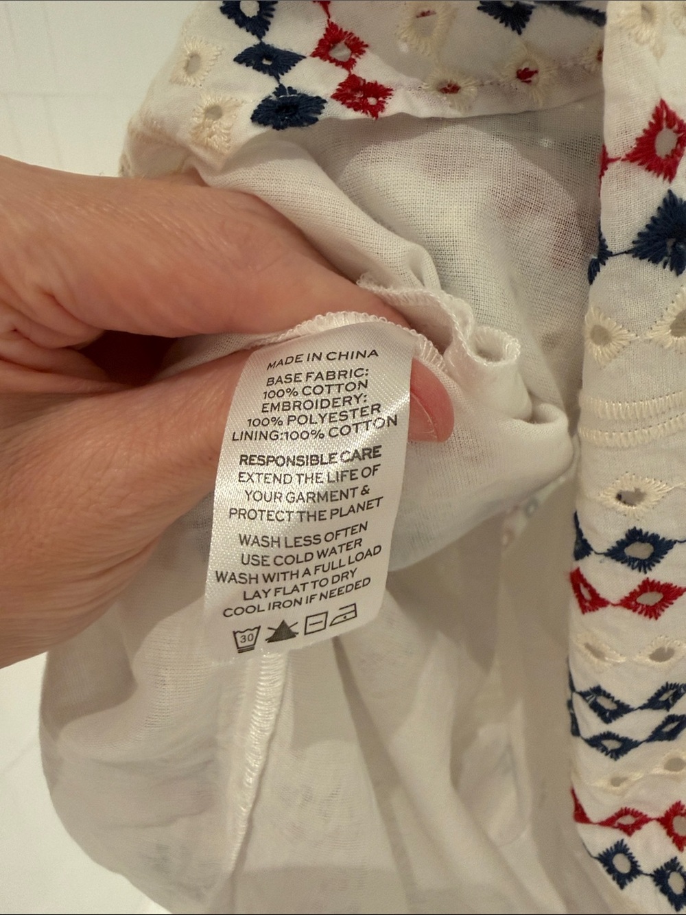 Hill House Anjuli Nap Dress with Eyelet detail of Red & Navy Embroidery - Picture 7 of 7